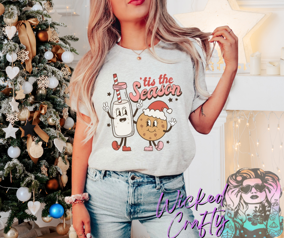 Tis' The Season Retro Milk & Cookies TShirt